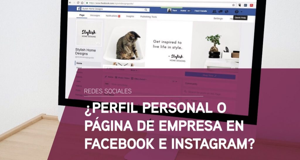 Perfil personal o página empresa en Facebook Instagram