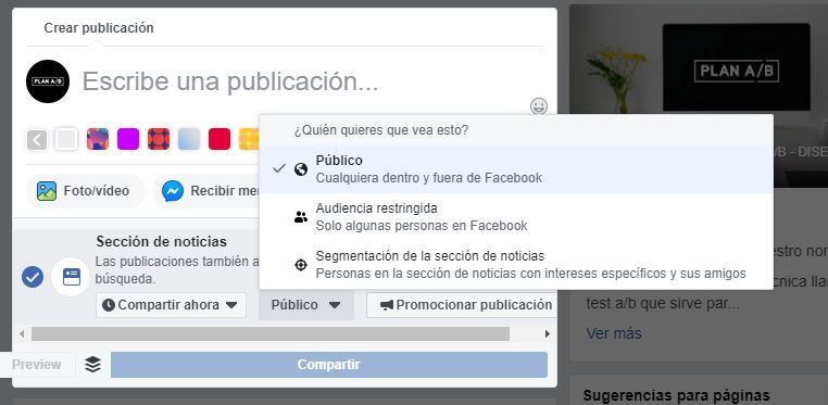 Quién quieres que vea tus publicaciones de Facebook