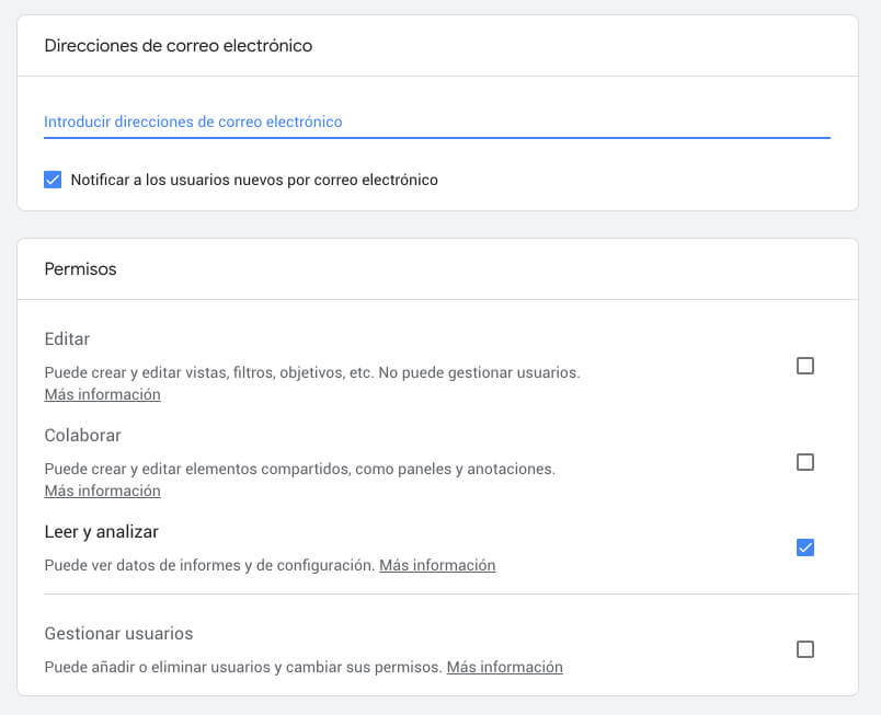 agregar usuario asignar permisos analytics agregar usuarios asignar permisos analytics