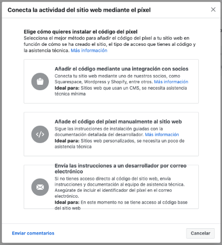 conectar facebook pixel a web