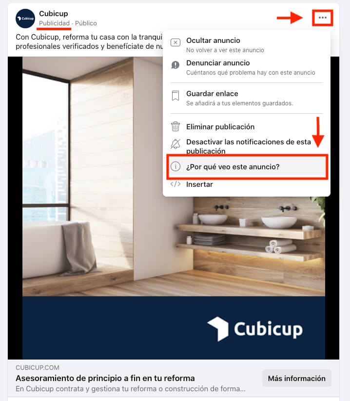 Por qué veo este anuncio en Facebook