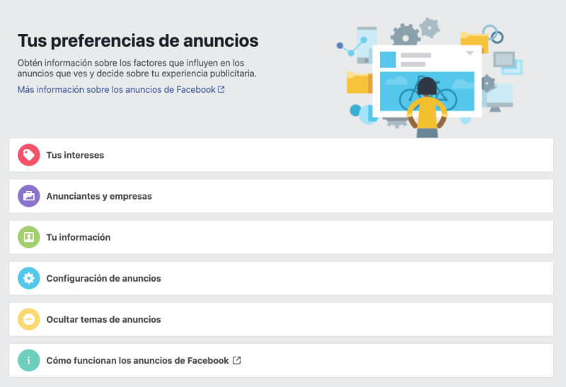 Preferencias de anuncios en Facebook