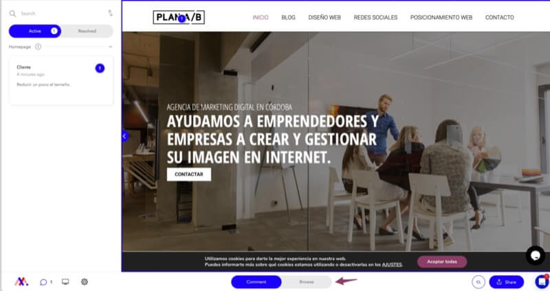 navegar web para revisión de diseño