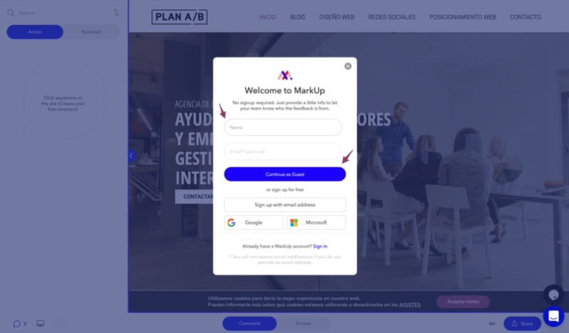 cambios de cliente de diseño web