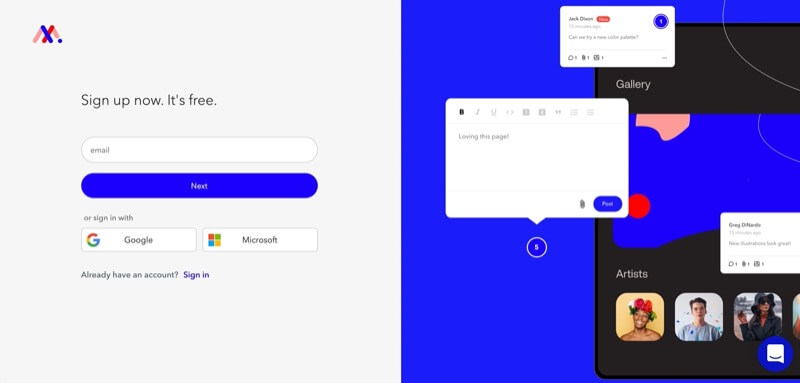 crear cuenta en markup.io