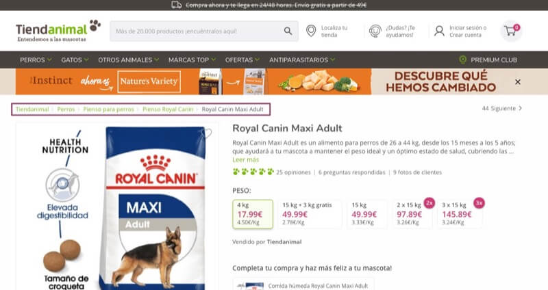 migas de pan ecommerce