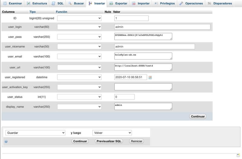 recuperar contraseña de wordpress desde cpanel